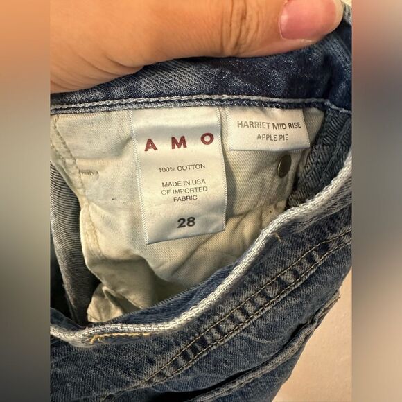 AMO Women's Harriet Mid Rise In apple pie cotton Jeans Sz 28 - Picture 6 of 8